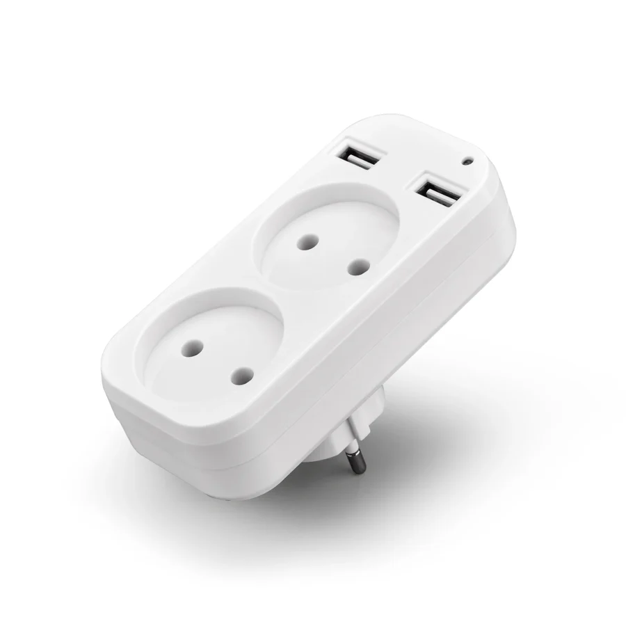 2023 EU Plug Power Strip Adapter Wall Double Socket Portable 2 USB Port for Mobile Phones 1200W 250V, for Smartphones Tablets - Image 6