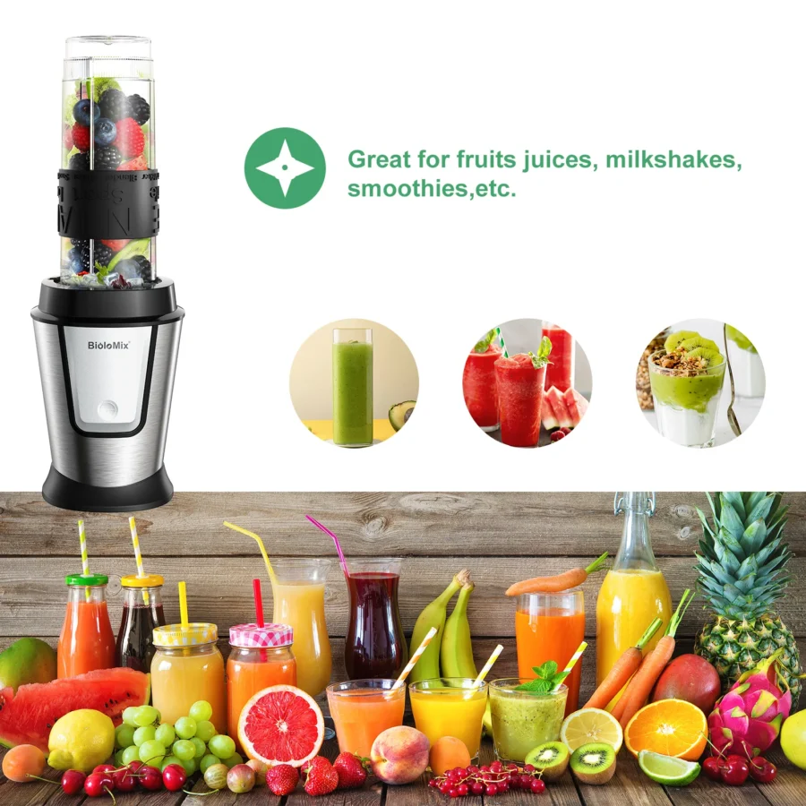 BioloMix 3-in-1 Food Processor and Blender, 700W – Portable Juicer, Smoothie Maker, and Chopper - Image 3
