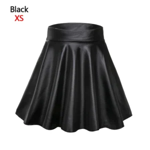 Faux Leather Mini Skirt with High Waist Design for Women - black, XS（old）