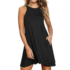 Pleated T-Shirt Dress with Pockets for Women in Casual Summer Style