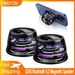 Portable Mini Bluetooth Stereo Speaker with RGB Light and Phone Holder for Outdoor Use