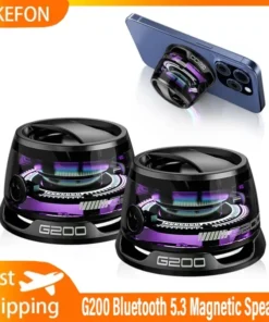 Mini Bluetooth Stereo Speaker with RGB Light and Phone Holder - Portable Outdoor Design