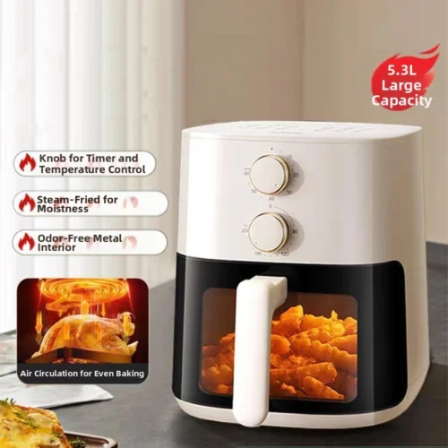 Alternative view of 5.3L Air Fryer with Touch Screen and Window Design | 12 Preset Options | Easy to Clean