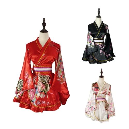 Women's Japanese Kimono Dress - Sakura Yukata Haori for Cosplay and Stage Shows