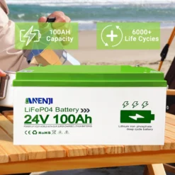 Alternative view of LiFePO4 Rechargeable Battery Pack 100AH 12V/24V for Camping and Solar Use