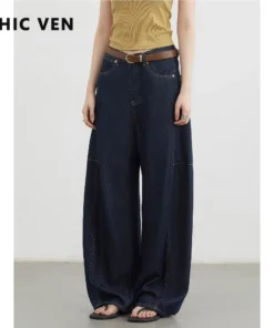 CHIC VEN Women's High Waist Wide Leg Denim Pants