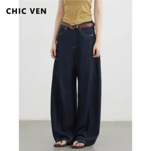 CHIC VEN Women's High Waist Wide Leg Denim Pants