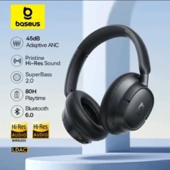 Baseus EH10 Wireless Headphones with 45dB Adaptive Hybrid Noise Cancelling for Music Lovers