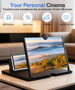 12 Inch Phone Screen Magnifier Ultra HD Mobile Movie Viewer for Eye Protection Landscape TV Viewing Full Screen Portable Stand