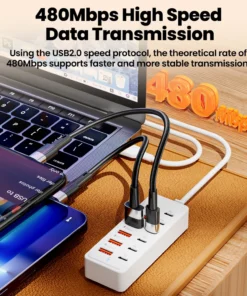 Alternative view of 12 IN1 Power Strip Multi Port USB Charger Station Wall Desktop Power Adapter USB Type C Fast Charging Charger For iPhone Samsung
