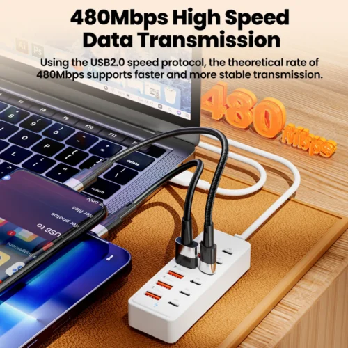 Alternative view of 12 IN1 Power Strip Multi Port USB Charger Station Wall Desktop Power Adapter USB Type C Fast Charging Charger For iPhone Samsung