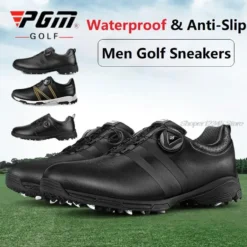 Waterproof Men's Golf Shoes with Adjustable Rotating Shoelaces for Secure Fit