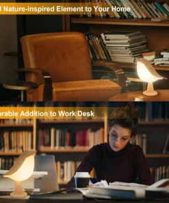 Alternative view of Touch small table lamp bird lamp 3-color dimming USB rechargeable cordless bedside night light children's bedroom living room