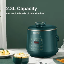 Alternative view of Electric Pressure and Rice Cooker with 2.3L Capacity and Stainless Steel Design for Home Cooking