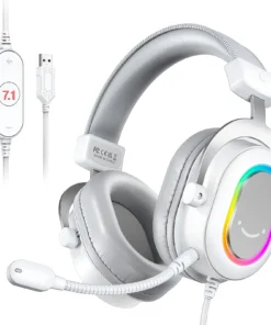 FIFINE RGB Gaming Headset - Over-Ear Headphones with 7.1 Surround Sound and In-Line Control for PC and PS4/PS5