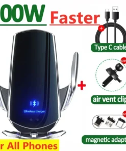 100W Wireless Car Charger Magnetic Car Phone Holder For iPhone 11 12 13 14 15 Pro Xiaomi Samsung Fast Charging Wireless Chargers