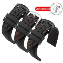 Soft Silicone Rubber Watch Strap - Waterproof and Breathable - 20mm, 22mm, 24mm Sizes for Men and Women