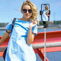 Alternative view of Wireless Tripod Stand with Bluetooth Remote, Extendable Selfie Stick for Mobile Phone and TikTok Live Streaming
