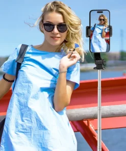 Alternative view of Roreta 1.7M Selfie Stick Wireless Tripod Stand with Bluetooth Remote Extendable Tripod for Mobile Phone Tlktok Live Streaming