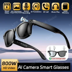 Smart Glasses with 8MP HD Camera and Bluetooth Call Capabilities for Music and Voice Assistance