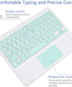 Alternative view of Spanish/English Bluetooth Keyboard 10 inch for iPad Air Pro Wireless Rechargeable Keyboard for Phone Tablet Laptop Universal