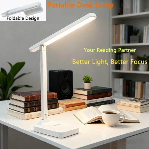 Foldable eye protection desk lamp, supports three-speed dimming, supports USB charging and plug-in two styles, and has learning