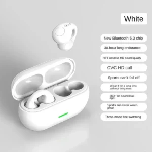 Bone Conduction Earphones with HiFi Sound Quality and Waterproof Design for Sports Users - White