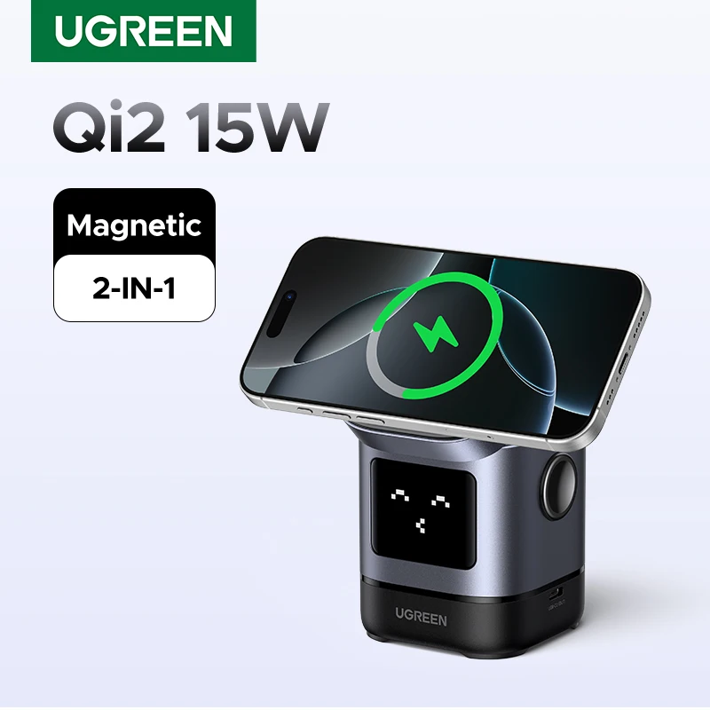 UGREEN Qi2 Magnetic Wireless Charging Stand with 15W Output for iPhone