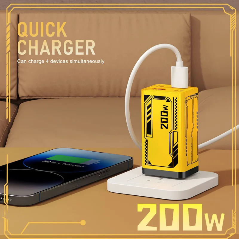 Gan 200W Multi Port Charger With Dual Pd And Dual Typec Charging Head Suitable For Huawei Iphone Charger Fast Charging - Image 2