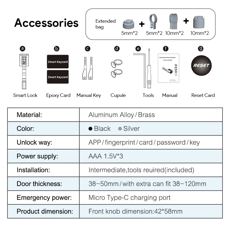 V1 Pro+ Smart Fingerprint and RFID Door Lock with TUYA App Integration - Image 6