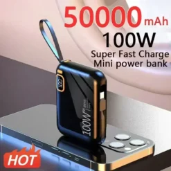 50000mAh Portable Power Bank with PD 100W Fast Charging for iPhone, Xiaomi, Samsung
