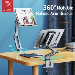 Adjustable Laptop Stand with 360° Rotating Holder for Desktops and Beds
