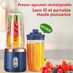 Portable USB Blender with 400ml Capacity for Smoothies and Milkshakes, Ideal for Travel