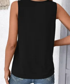 Alternative view of Women Solid Color Tank Tops Loose Ruched V Neck Sleeveless Sports Shirts Casual Summer Clothes