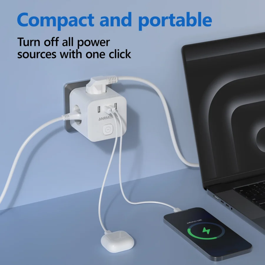 EU Plug Power Strip Cube with 3 AC Outlets Multiple Socket Adapter 100-240V 13A Electric Socket for Home Office Or Travel - Image 4