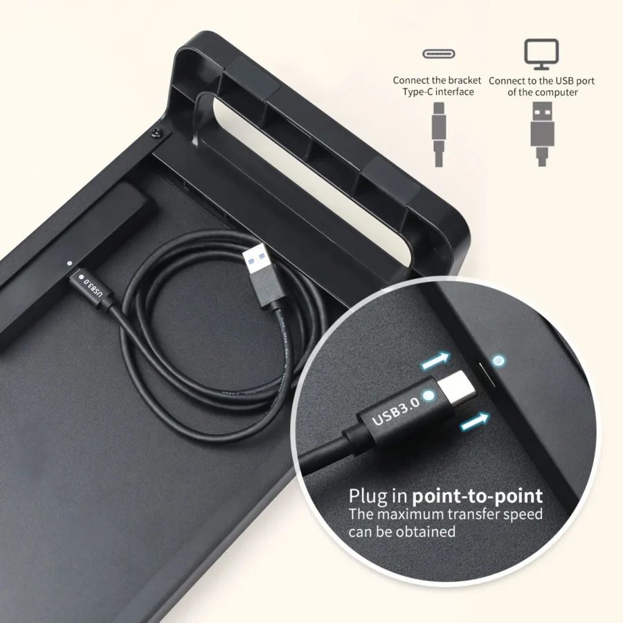 Computer Monitor Stand Riser With 4 USB3.0 Ports ABS Legs Support Data Transfer Desktop Screen Holder With Keyboard Storage - Image 5