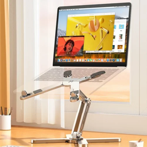Alternative view of Adjustable Laptop Stand with 360-Degree Rotating Base - Metal Riser for All MacBooks and Notebooks