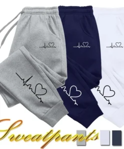High-Quality Women's Heart Print Sweatpants for Casual Fitness and Jogging