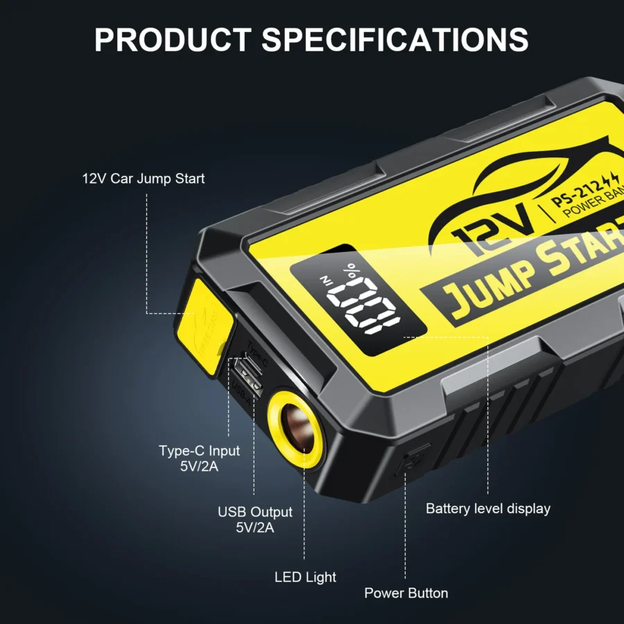 2000A Car Starter, Ultra-Low Temperature Instant Start, LED Lighting & USB Charging, Suitable for Gasoline/Diesel Engines - Image 4