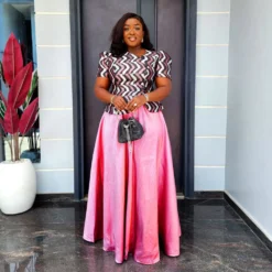 Ankara Dashiki Long Dress for Women - Elegant Plus Size Wedding Party Outfit