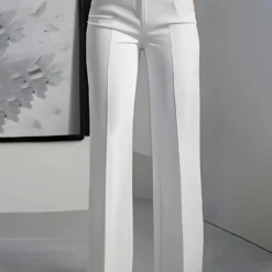 Alternative view of High-waisted draped straight-cut suit pants for women in European and American styles
