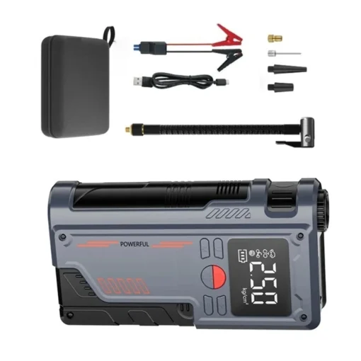 Car Emergency Jump Starter with 1000A Peak Current and Digital Tire Inflator for Vehicles - Image 2