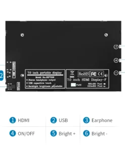 Alternative view of 7-Inch HDMI Touchscreen Monitor with Case - 1024x600 Resolution for Raspberry Pi