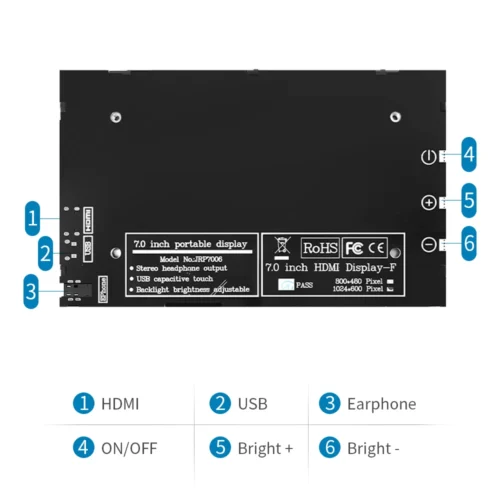 Alternative view of 7-Inch HDMI Touchscreen Monitor with Case - 1024x600 Resolution for Raspberry Pi