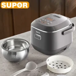 Stainless Steel Rice Cooker with LED Display, 2L Capacity and 24-Hour Timer