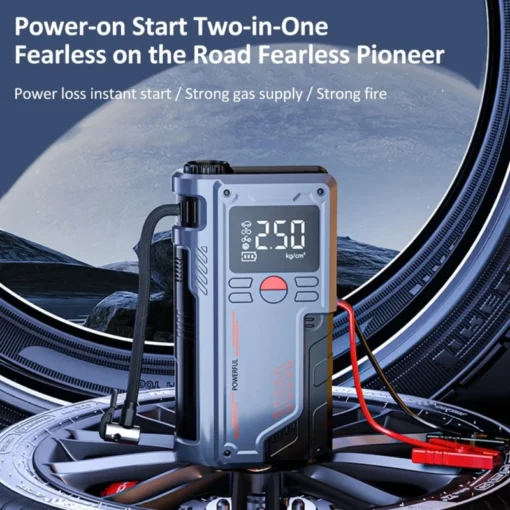 Car Emergency Jump Starter with 1000A Peak Current and Digital Tire Inflator for Vehicles - Image 6