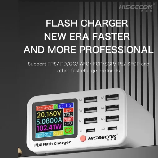 8-Port USB Hub Charging Station with 100W Wireless Charging for MacBook Pro, Air, DELL, iPad, and Samsung Galaxy - Image 4