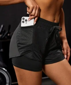 Women's Elastic Sports Shorts with Pockets - Yoga and Training Fitness Wear