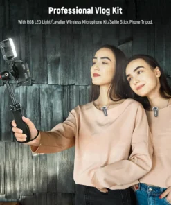 Alternative view of NEEWER Vlogging Kit for Phone with RGB LED Light/Lavalier Wireless Microphone System/Selfie Stick Tripod for iPhone Android