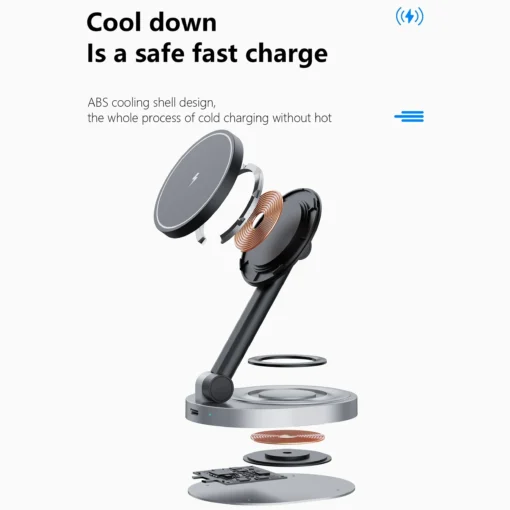 3-in-1 Magnetic Wireless Charging Stand with MagSafe for iPhone, Apple Watch, and AirPods - Image 5